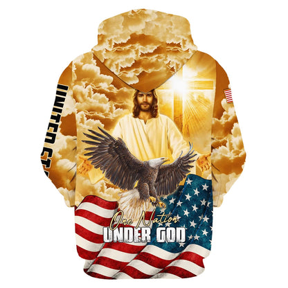 One Nation Under God American Eagle Patriotic Hoodie - Men & Women Christian Hoodie - 3D Printed Hoodie