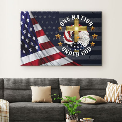 One Nation Under God American Flag Christian Wall Art Canvas Print - Religious Wall Decor