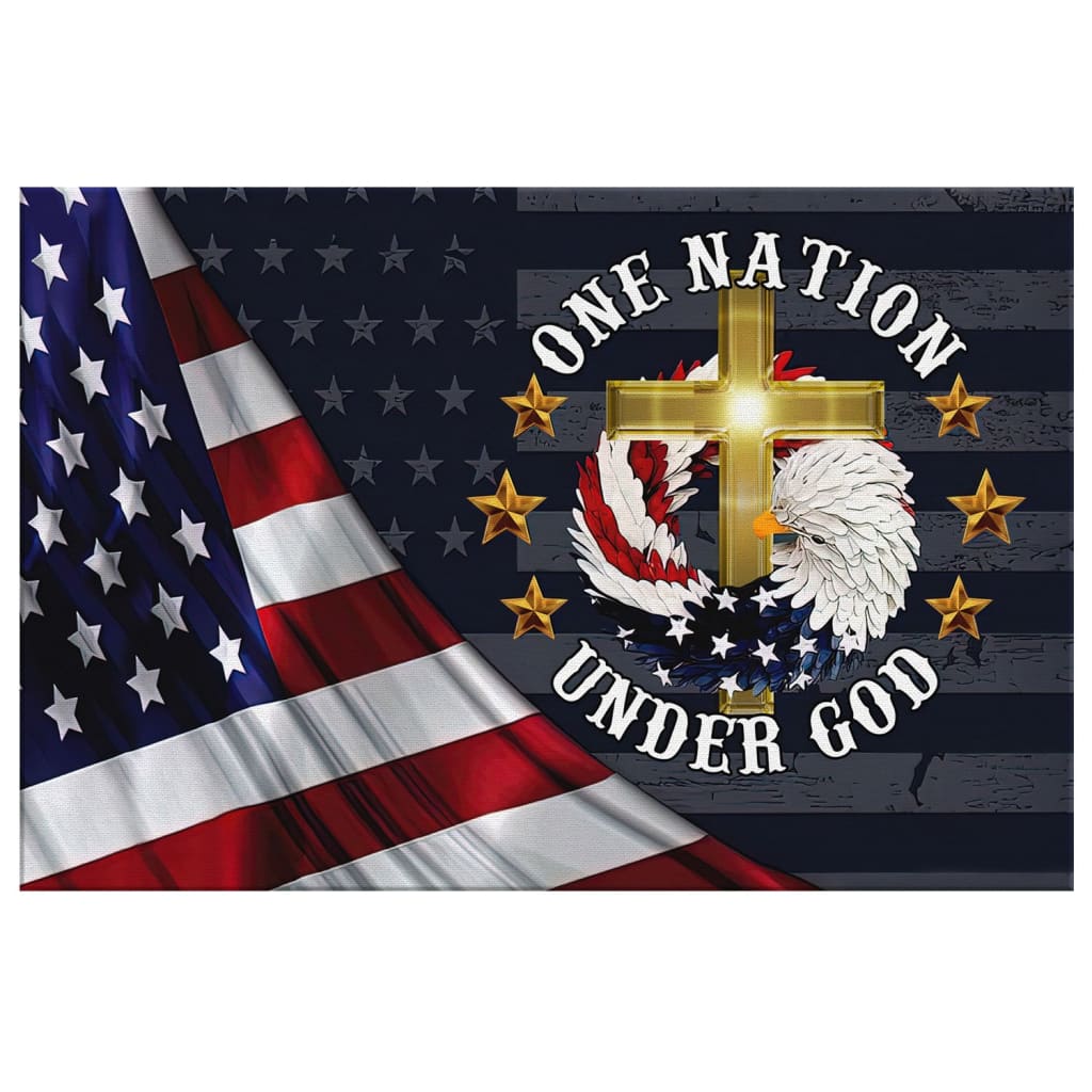 One Nation Under God American Flag Christian Wall Art Canvas Print - Religious Wall Decor