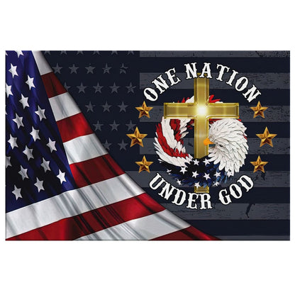 One Nation Under God American Flag Christian Wall Art Canvas Print - Religious Wall Decor