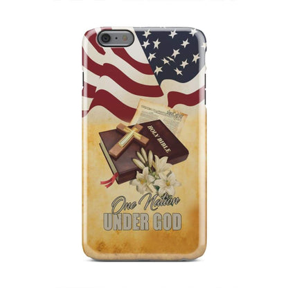 One Nation Under God American Flag Cross Phone Case - Inspirational Bible Scripture iPhone Cases