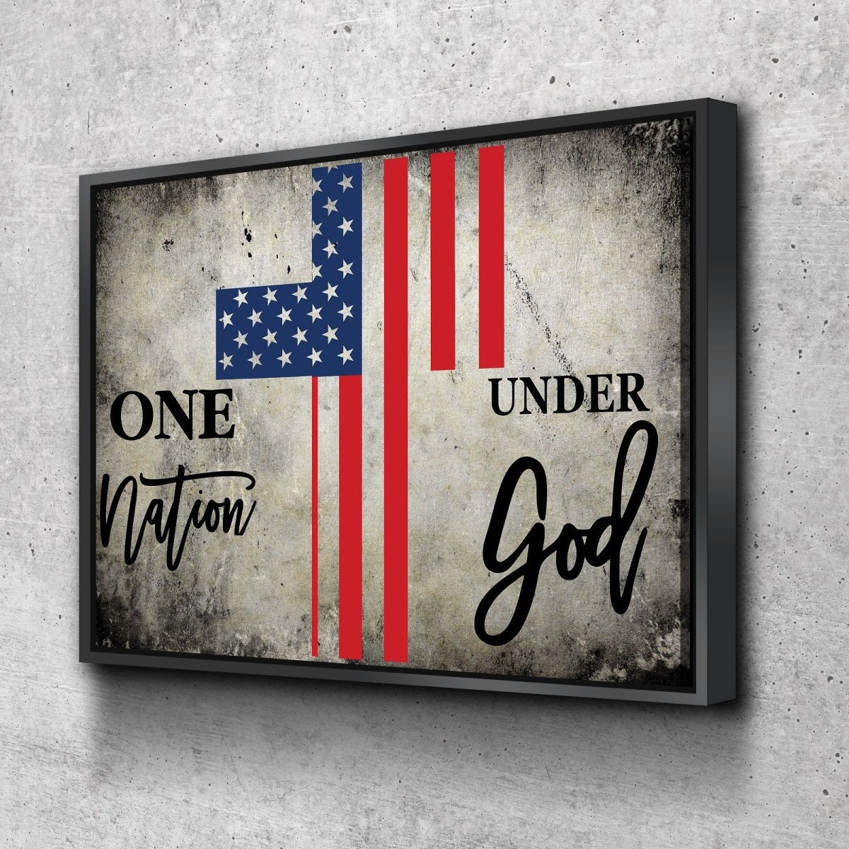 One Nation Under God American Flag Patriotic Wall Art - Christian Canvas Wall Art
