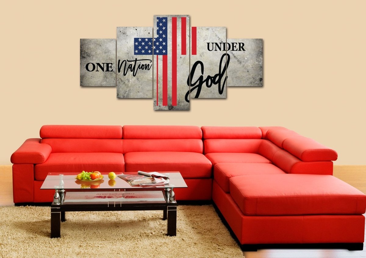 One Nation Under God American Flag Patriotic Wall Art - Christian Canvas Wall Art