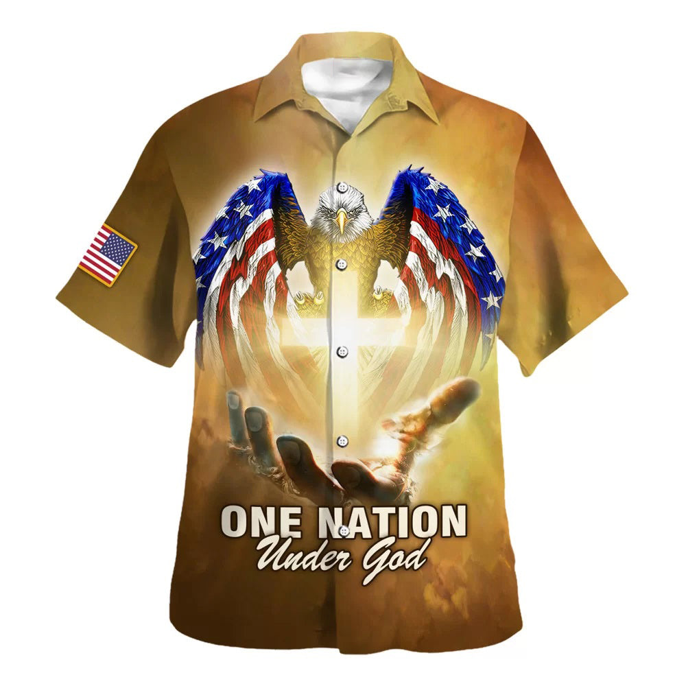 One Nation Under God American Hawaiian Shirt - Christian Hawaiian Shirt - Religious Hawaiian Shirts