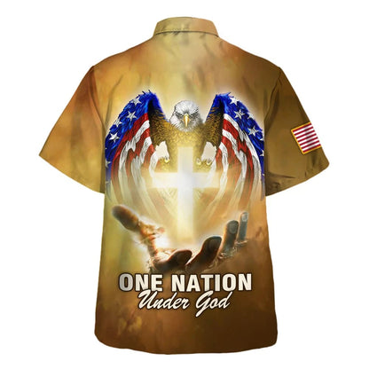 One Nation Under God American Hawaiian Shirt - Christian Hawaiian Shirt - Religious Hawaiian Shirts