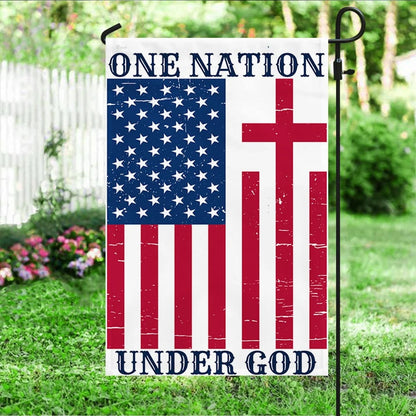 One Nation Under God American House Flag - Christian Garden Flags - Outdoor Religious Flags