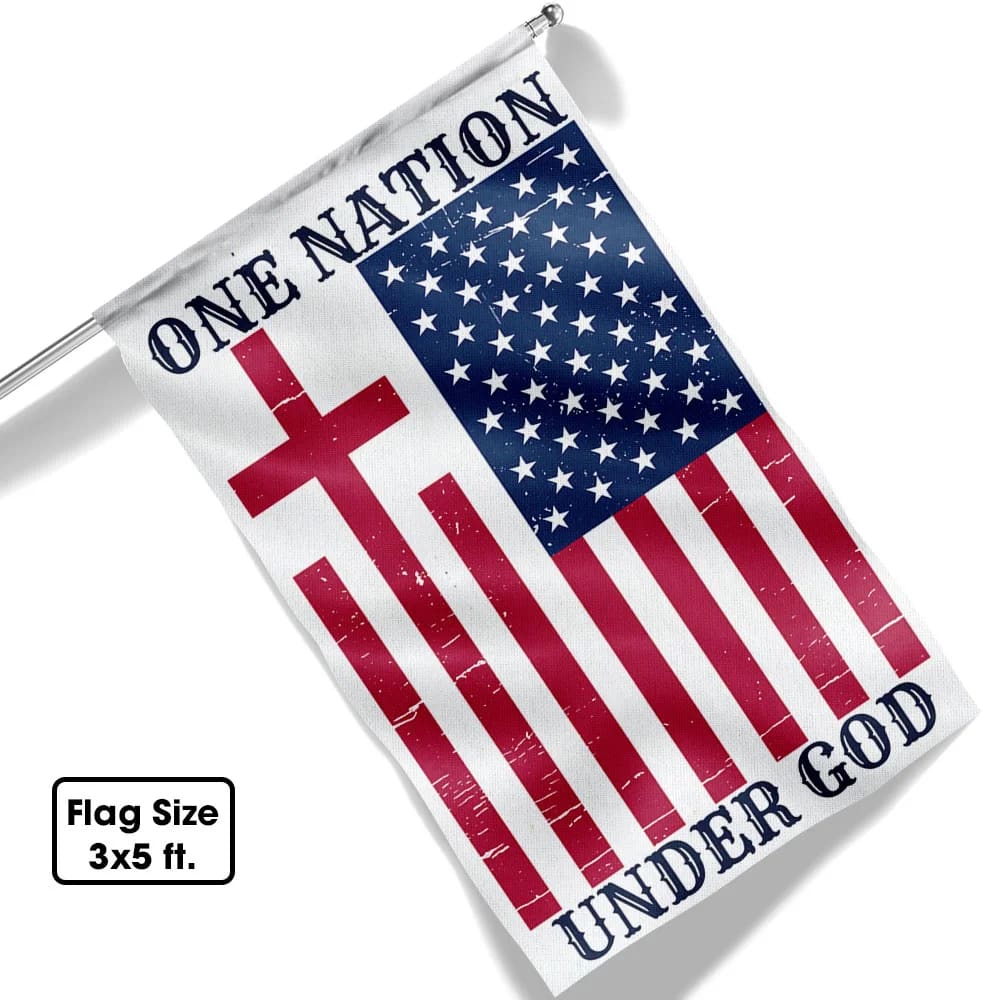 One Nation Under God American House Flag - Christian Garden Flags - Outdoor Religious Flags