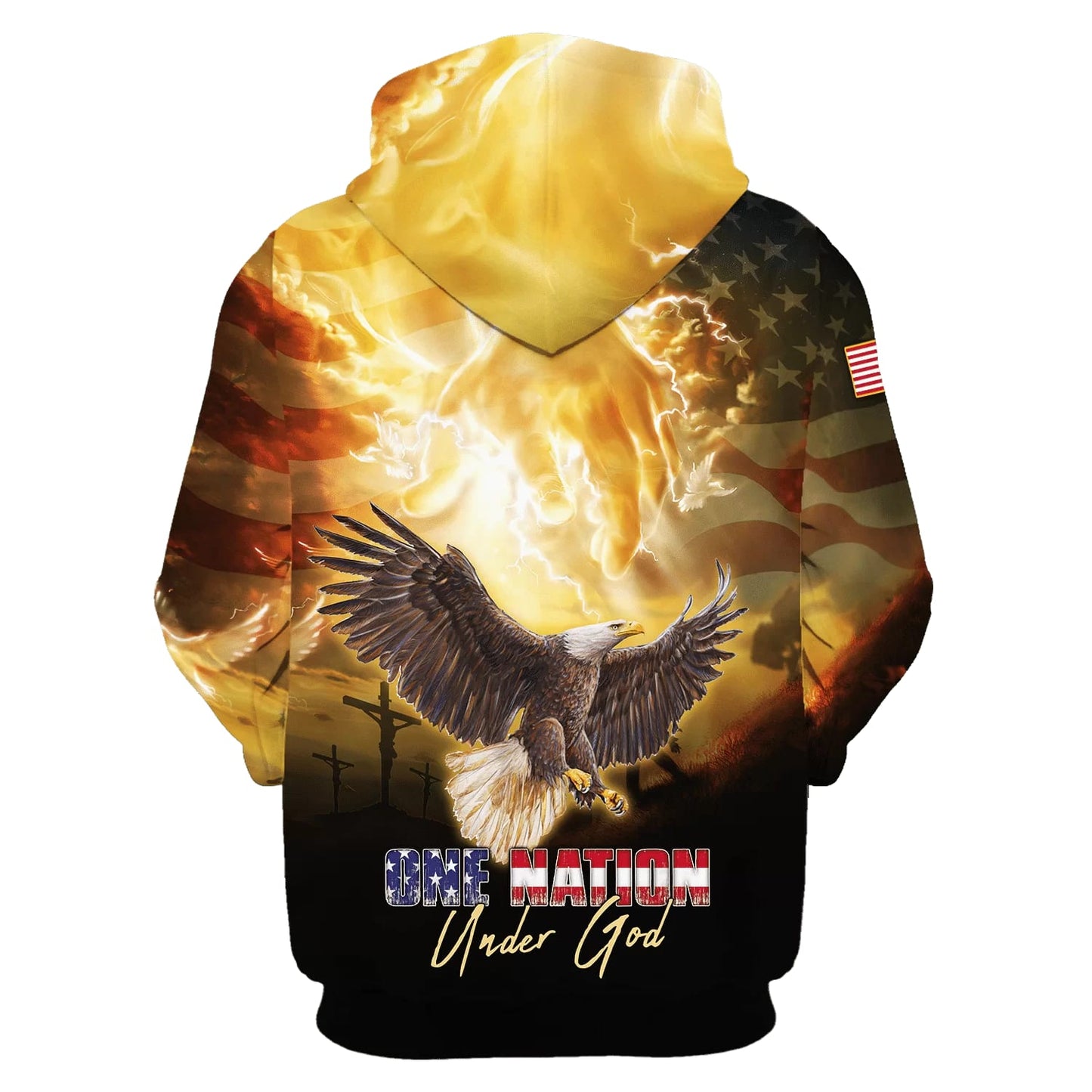 One Nation Under God American Pride Eagle Hoodie - Men & Women Christian Hoodie - 3D Printed Hoodie