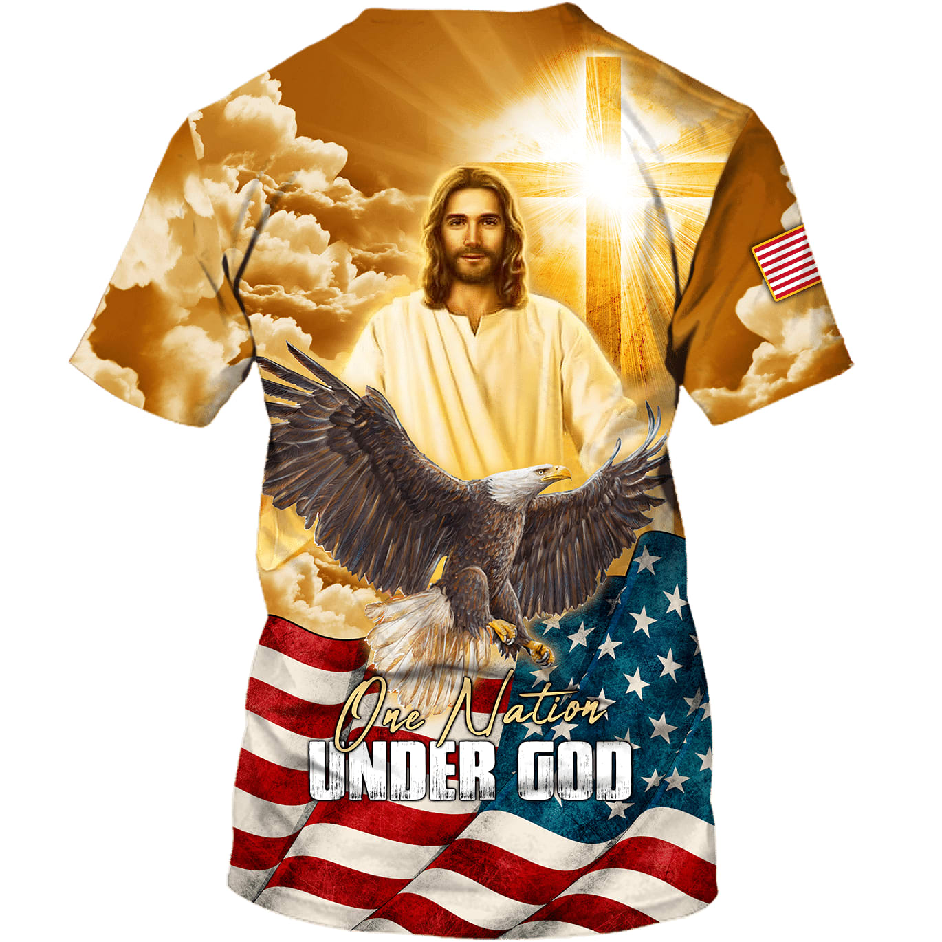 One Nation Under God Bald Eagle Jesus Christ 3d Shirts - Christian T Shirts For Men And Women