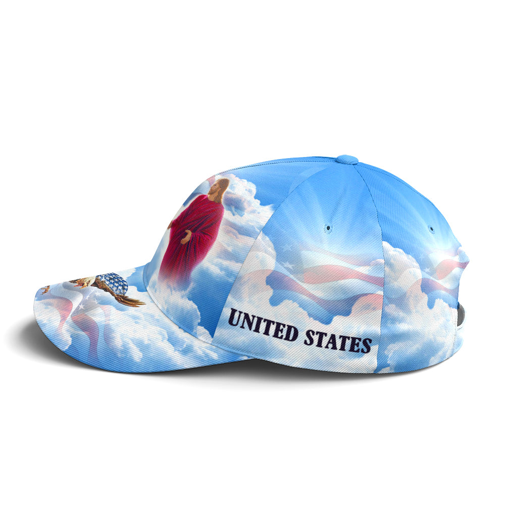 One Nation Under God Baseball Cap For Jesus Lovers Drawing Vector Style Blue