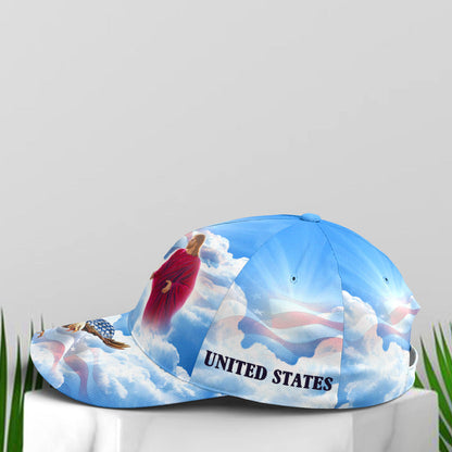 One Nation Under God Baseball Cap For Jesus Lovers Drawing Vector Style Blue
