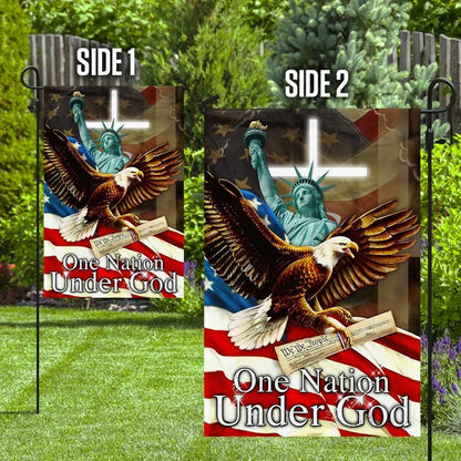 One Nation Under God Christian Cross Eagle House Flags - Christian Garden Flags - Outdoor Christian Flag