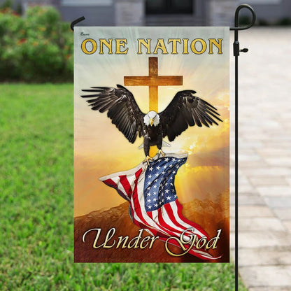 One Nation Under God Christian Eagle House Flags - Christian Garden Flags - Outdoor Christian Flag