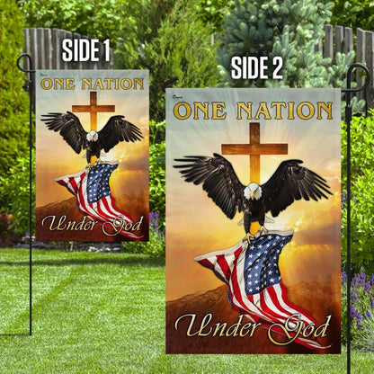 One Nation Under God Christian Eagle House Flags - Christian Garden Flags - Outdoor Christian Flag