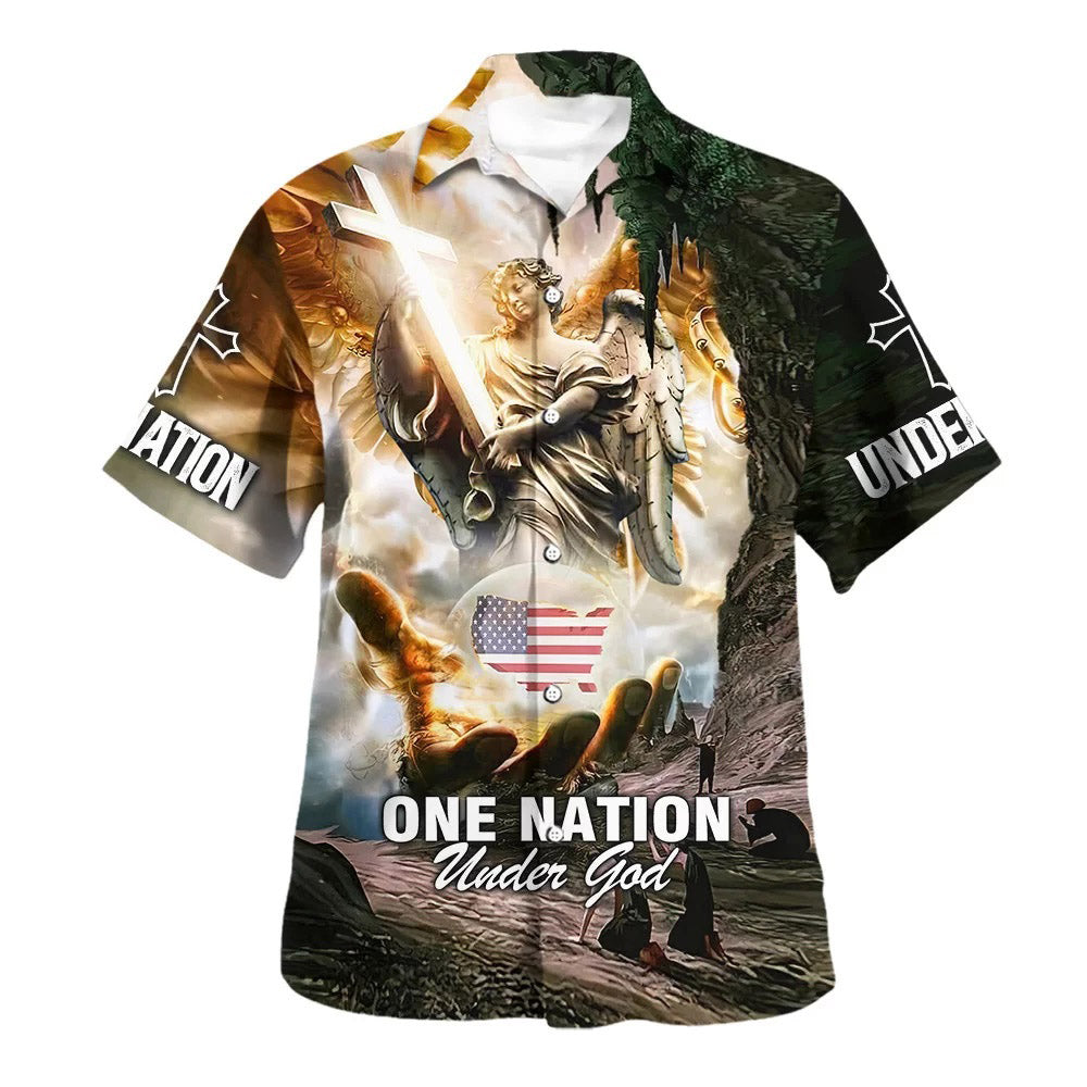 One Nation Under God Christian Hawaiian Shirts For Men & Women - Christian Hawaiian Shirt - Hawaiian Summer Shirts