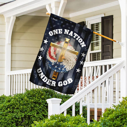 One Nation Under God Christian Wreath House Flags - Christian Garden Flags - Outdoor Christian Flag