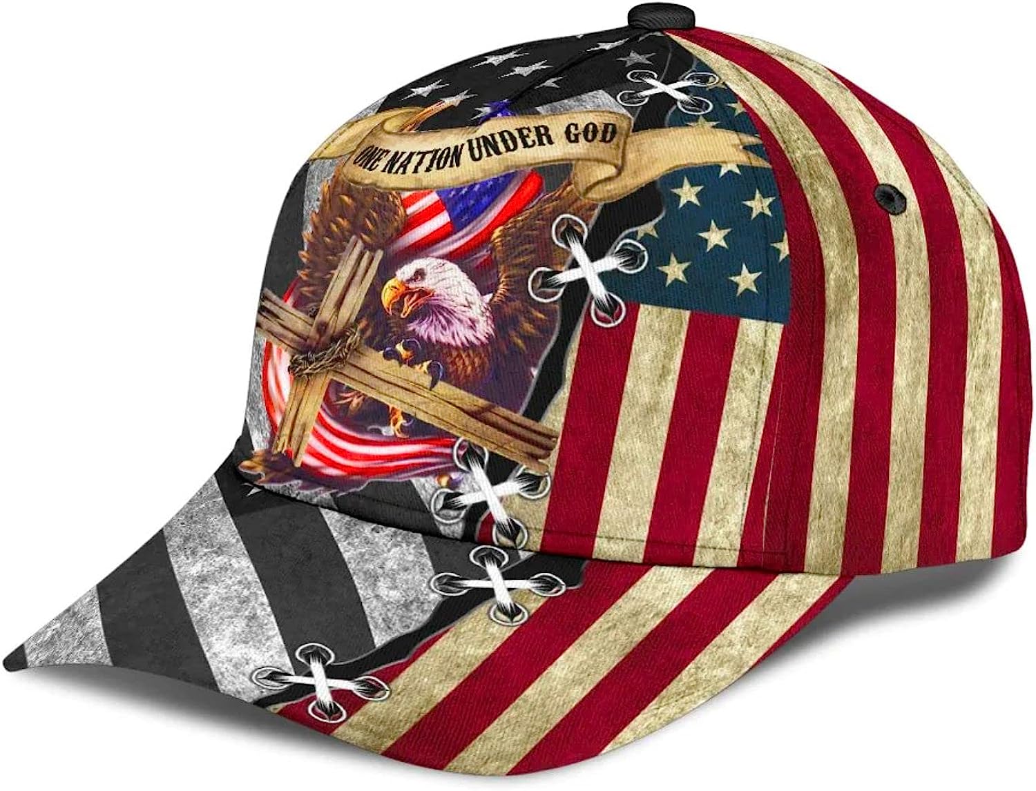 One Nation Under God Cross Eagle Classic Hat All Over Print - Christian Hats for Men and Women