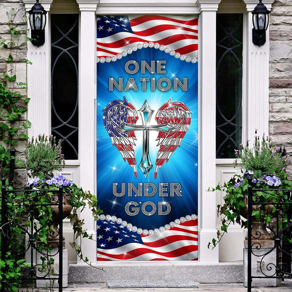 One Nation Under God Diamond Door Cover - Religious Door Decorations - Christian Home Decor