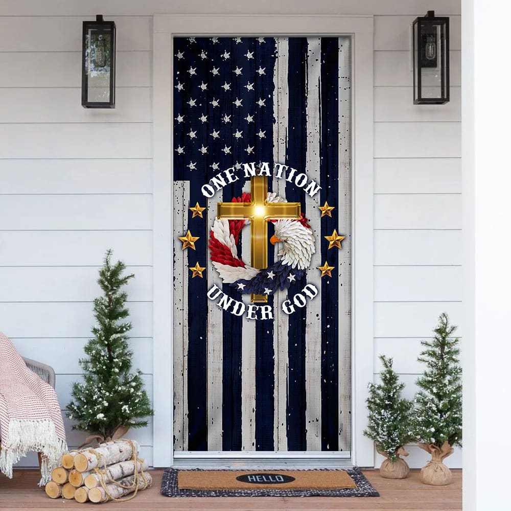 One Nation Under God Door Cover - Religious Door Decorations - Christian Home Decor