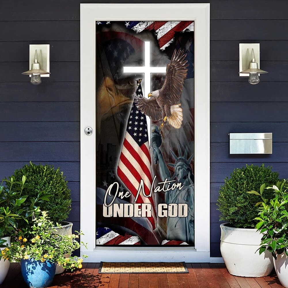 One Nation Under God Door Cover - Religious Door Decorations - Christian Home Decor
