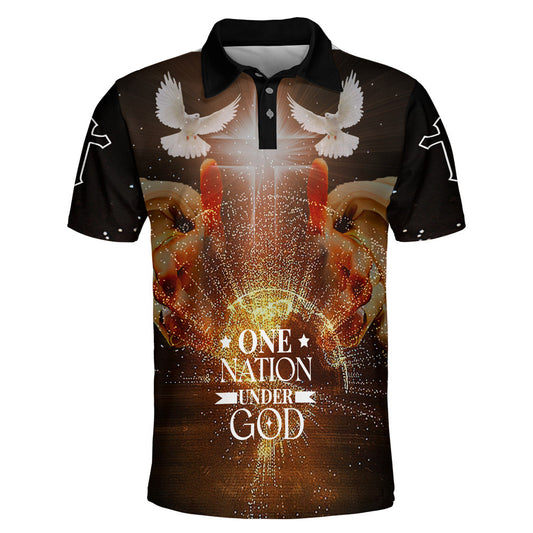 One Nation Under God Dove Polo Shirt - Christian Shirts & Shorts