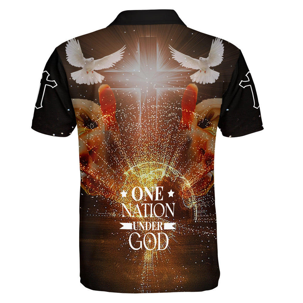 One Nation Under God Dove Polo Shirt - Christian Shirts & Shorts
