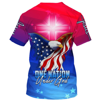 One Nation Under God Eagle 3d T-Shirts - Christian Shirts For Men&Women