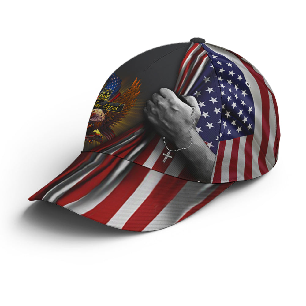 One Nation Under God Eagle American Flag Baseball Cap  Patriotic Classic Cap