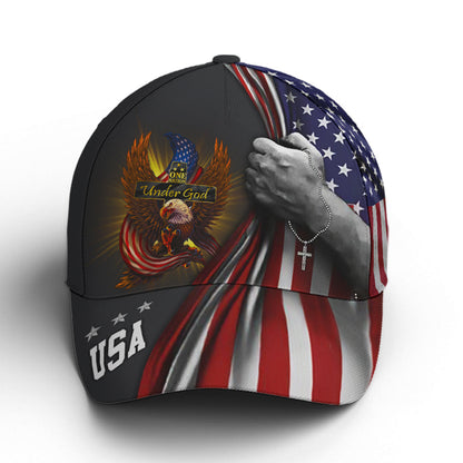 One Nation Under God Eagle American Flag Baseball Cap  Patriotic Classic Cap
