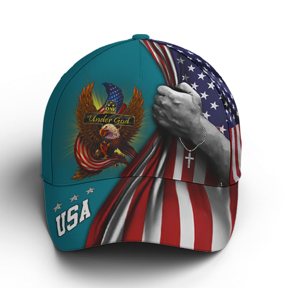 One Nation Under God Eagle American Flag Baseball Cap  Patriotic Classic Cap