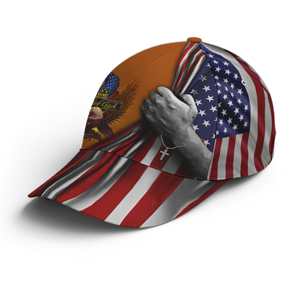 One Nation Under God Eagle American Flag Baseball Cap  Patriotic Classic Cap