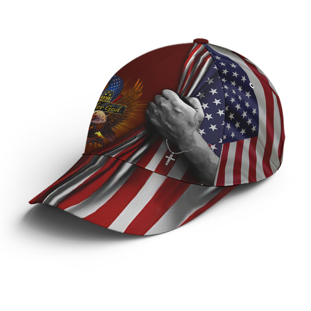 One Nation Under God Eagle American Flag Baseball Cap  Patriotic Classic Cap