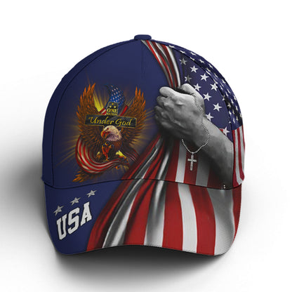One Nation Under God Eagle American Flag Baseball Cap  Patriotic Classic Cap