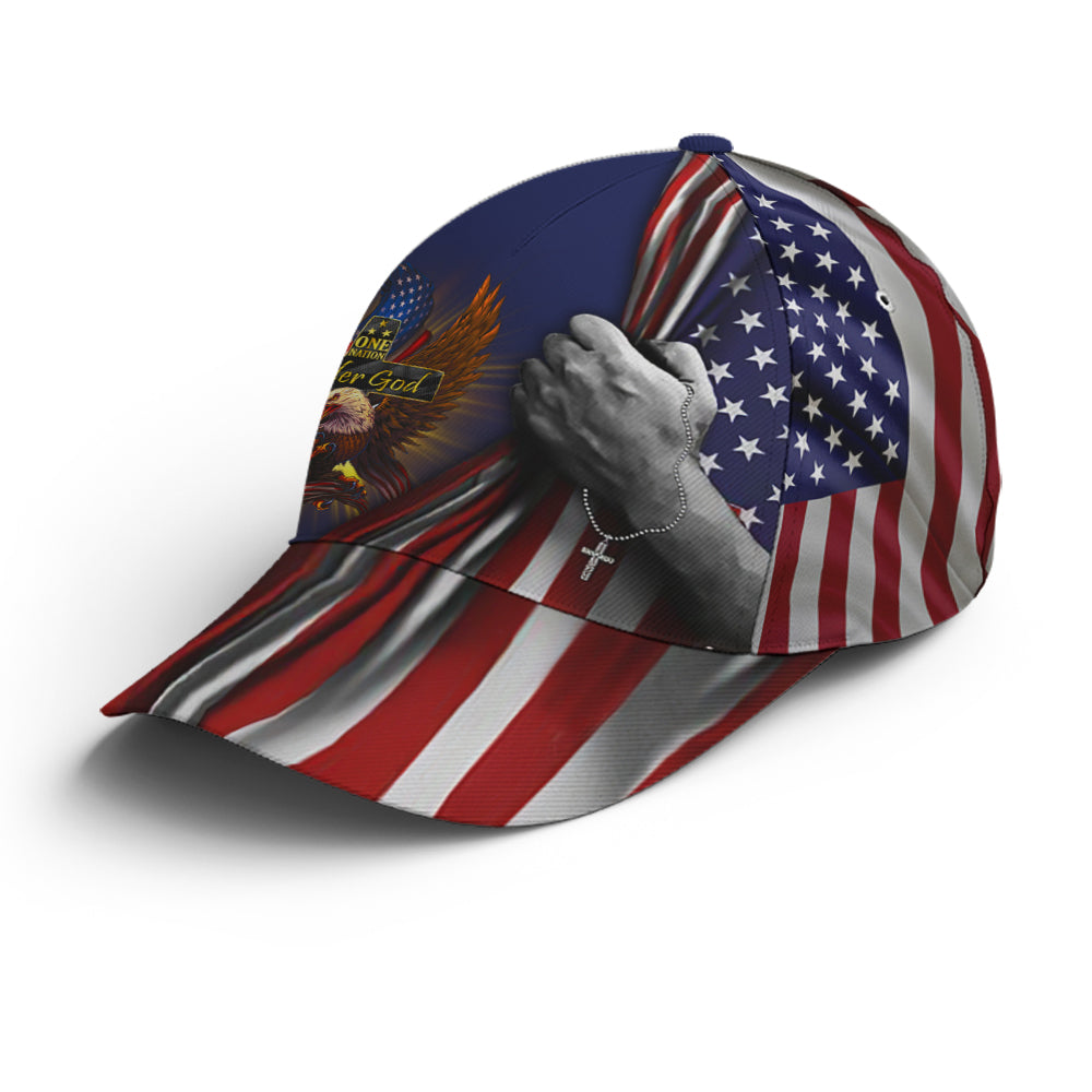 One Nation Under God Eagle American Flag Baseball Cap  Patriotic Classic Cap