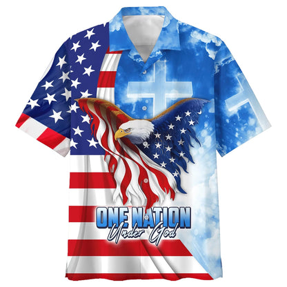 One Nation Under God Eagle American Hawaiian Shirt - Best Hawaiian Shirts - Christian Hawaiian Shirt