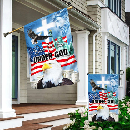 One Nation Under God Eagle American House Flag - Christian Garden Flags - Outdoor Religious Flags