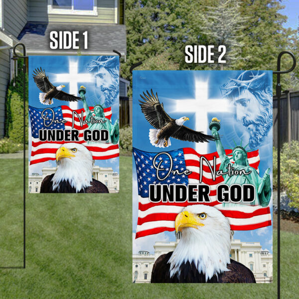 One Nation Under God Eagle American House Flag - Christian Garden Flags - Outdoor Religious Flags