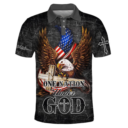 One Nation Under God Eagle American Polo Shirt - Christian Shirts & Shorts
