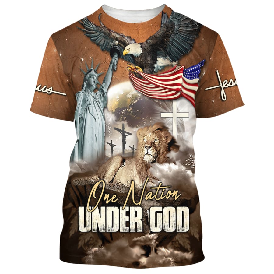 One Nation Under God Eagle And Jesus Patriotic 3d Shirts - Christian T Shirts For Men And Women