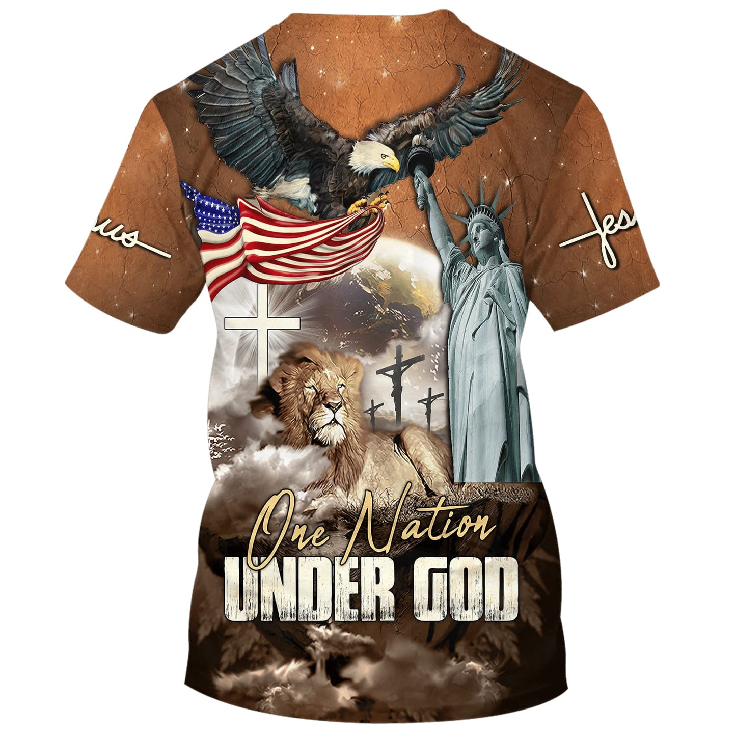 One Nation Under God Eagle And Jesus Patriotic 3d Shirts - Christian T Shirts For Men And Women