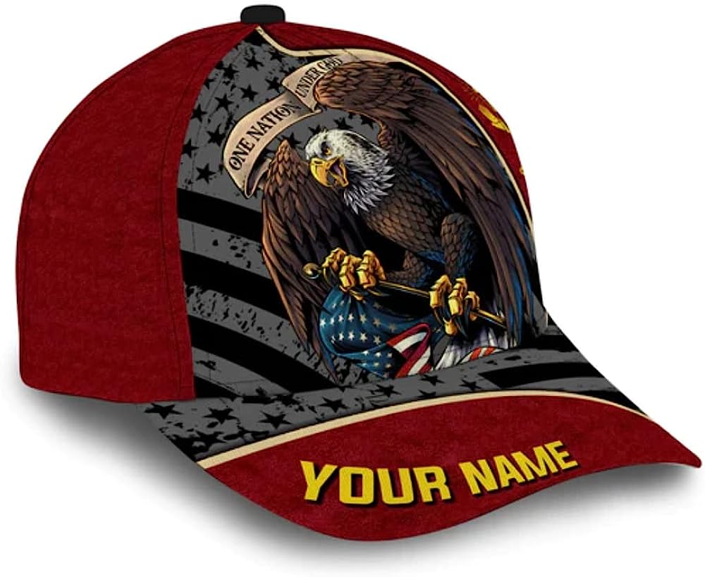 One Nation Under God Eagle Custom Name Classic Hat All Over Print - Christian Hats for Men and Women