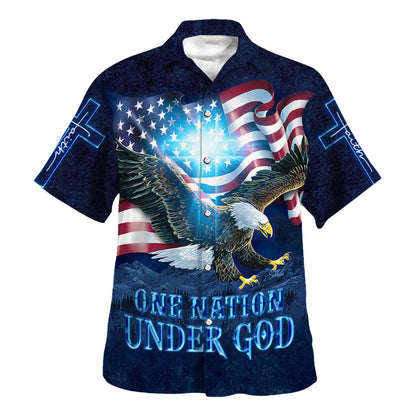 One Nation Under God Eagle Hawaiian Shirt - Christian Hawaiian Shirt - Religious Hawaiian Shirts