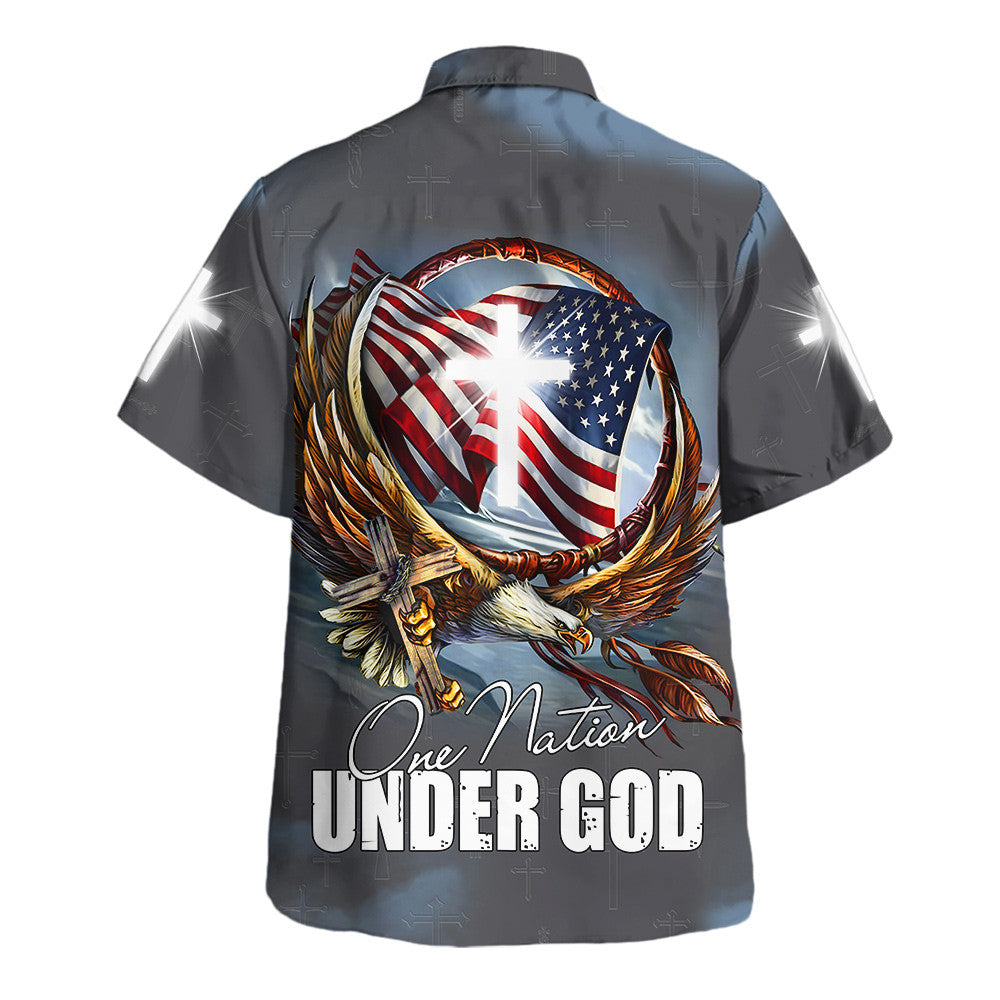 One Nation Under God Eagle Hawaiian Shirt - Christian Hawaiian Shirt - Religious Hawaiian Shirts