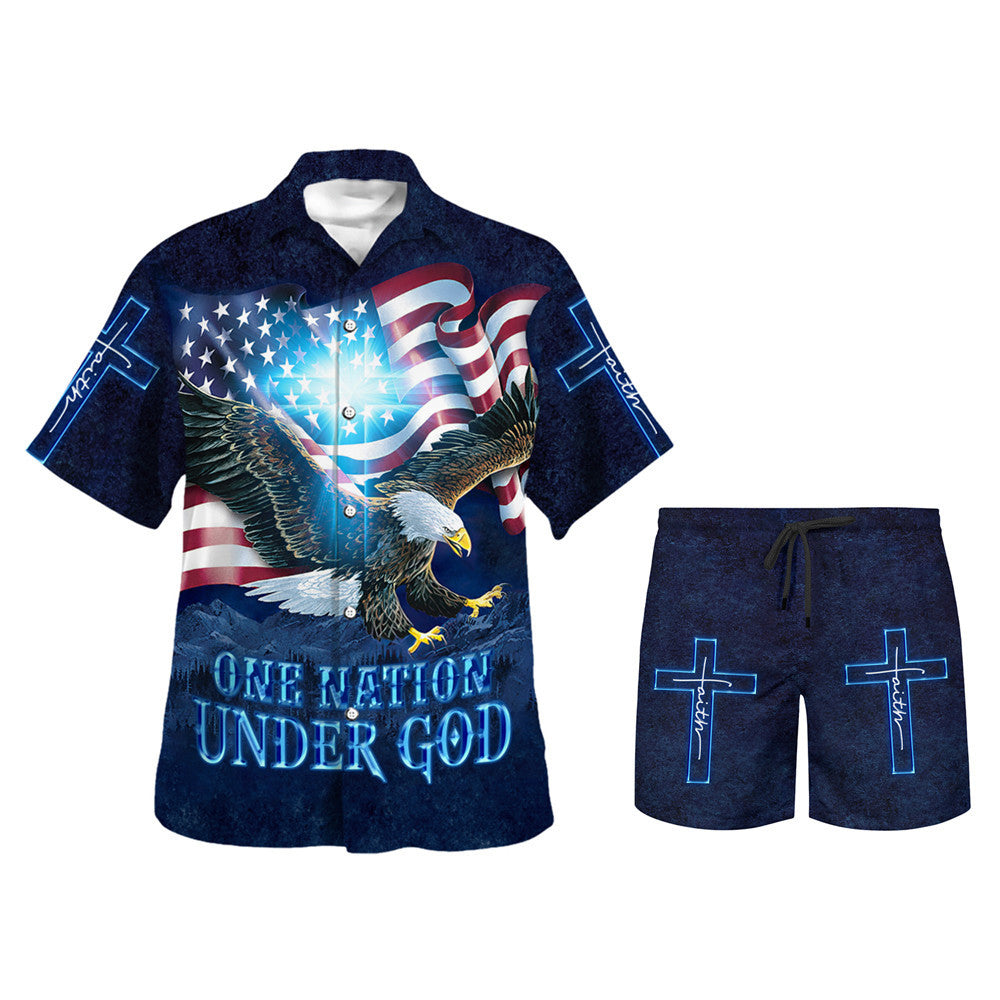 One Nation Under God Eagle Hawaiian Shirt - Christian Hawaiian Shirt - Religious Hawaiian Shirts
