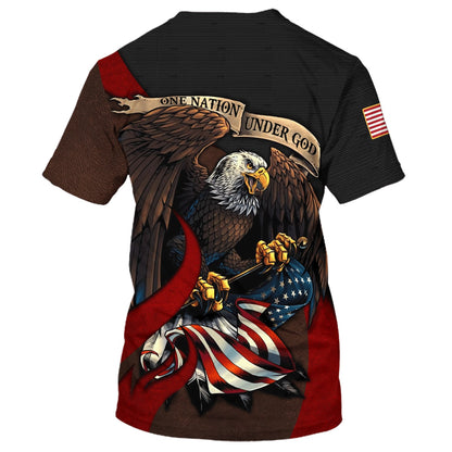 One Nation Under God Eagles 3D All Over Printed Shirt for Men and Women