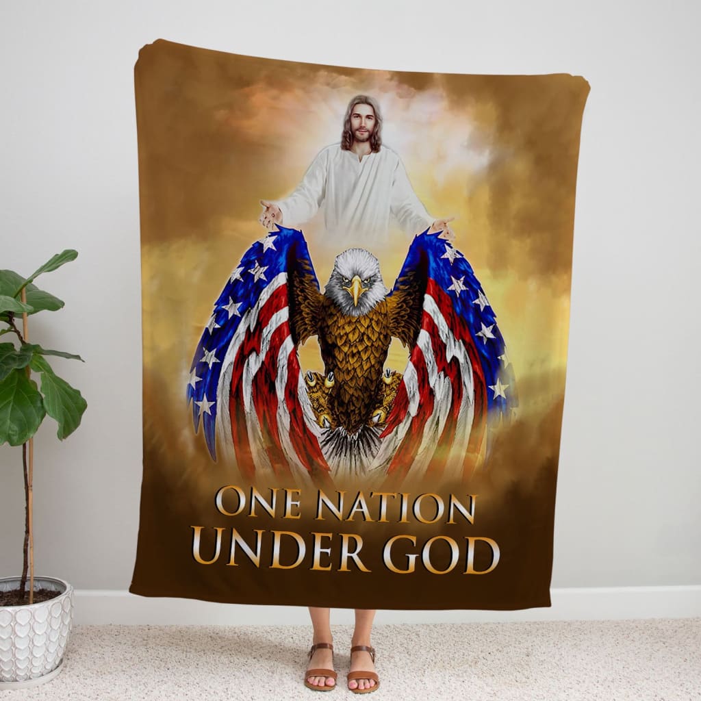 One Nation Under God Fleece Blanket - Christian Blanket - Bible Verse Blanket