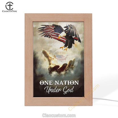 One Nation Under God Frame Lamp Prints - Bible Verse Wooden Lamp - Scripture Night Light