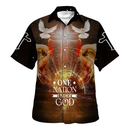 One Nation Under God Hand Of God Hawaiian Shirts For Men & Women - Christian Hawaiian Shirt - Hawaiian Summer Shirts