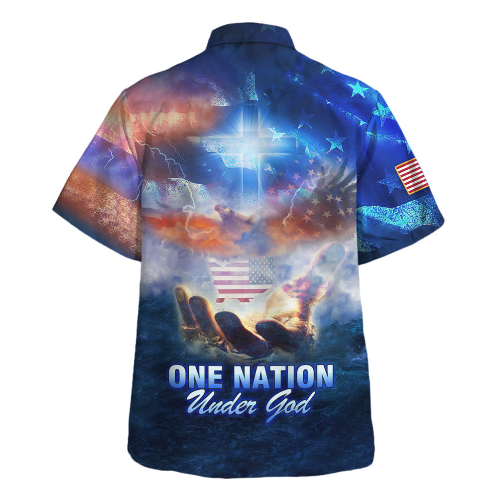 One Nation Under God Hand Of Jesus Hawaiian Shirt - Christian Hawaiian Shirt - Religious Hawaiian Shirts