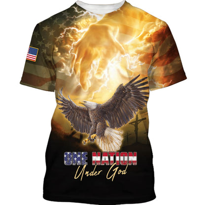 One Nation Under God Hand Point Bald Eagles 3d Shirts - Christian T Shirts For Men And Women